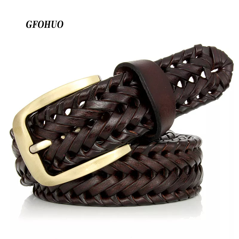 New Braided Belt Man Fashion Mens Belts Luxury Genuine Leather Good Cow Second Layer Skin Straps Men for Jeans Girdle Male