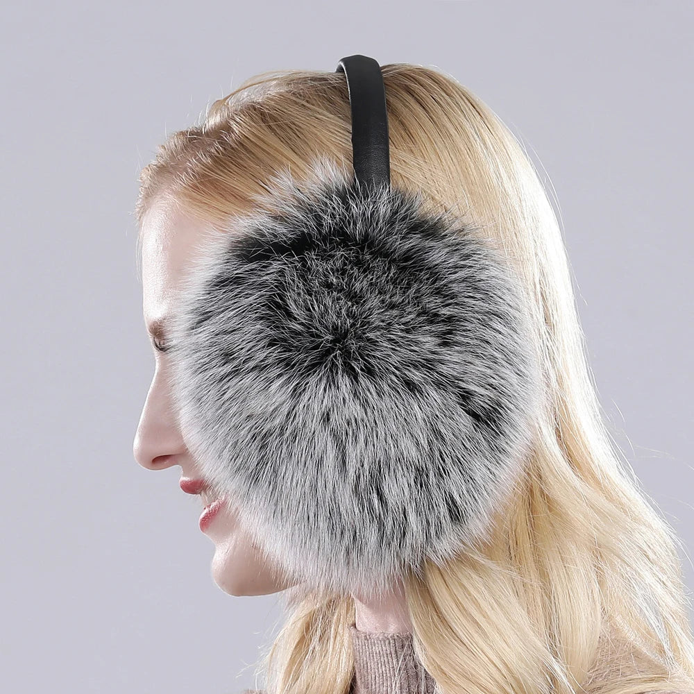 Real Fox Raccoon Fur Hang Ear Cover Warm Winter Earmuffs Headwear Ear Muffs Earmuffs Cold Ear Warmer Ear Protection Headband