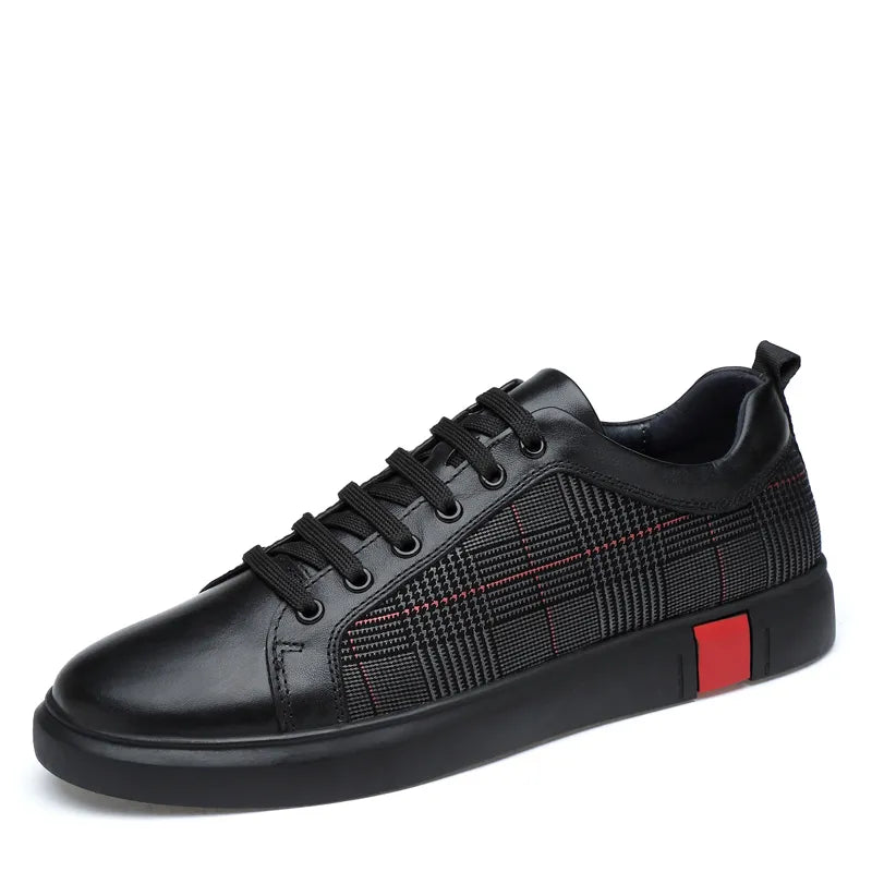 Genuine Cow Leather Men Shoes Fashion Handmade Top Quality Men Flats Male Casual Shoes Zapatos Hombre Lace-Up Black Size 36-46