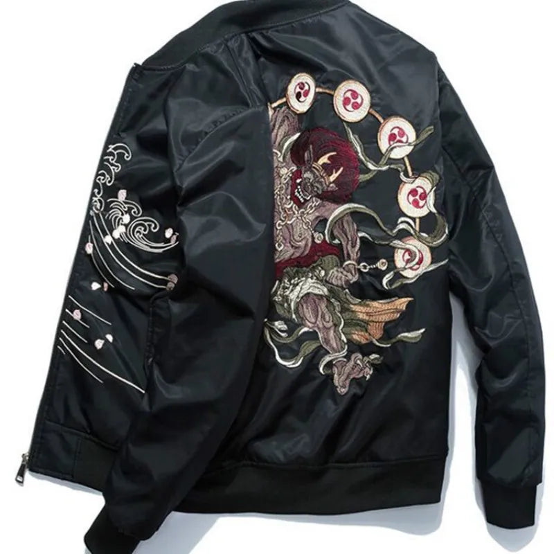 Bomberjacka herr vinter broderi anime pilotjacka Harajuku japansk streetwear baseballjacka tjock varm ungdom vardaglig ny