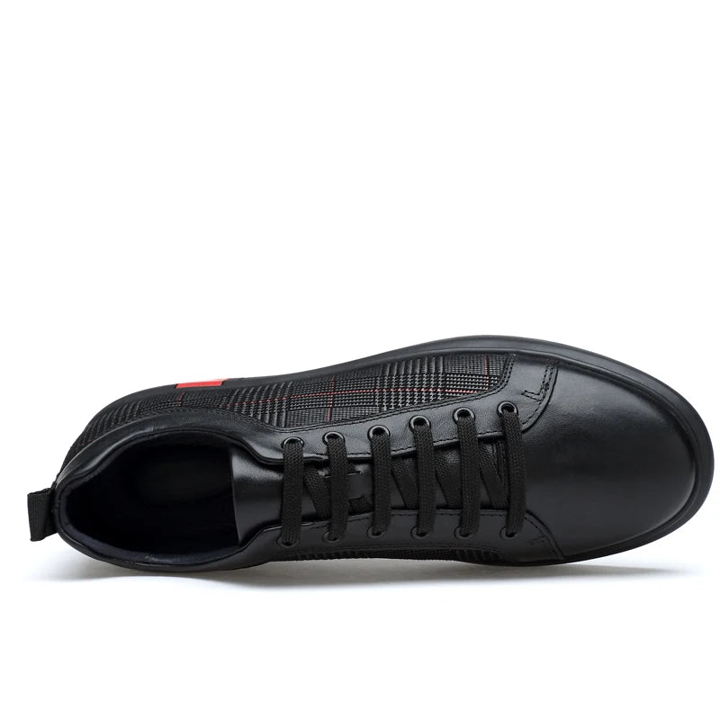 Genuine Cow Leather Men Shoes Fashion Handmade Top Quality Men Flats Male Casual Shoes Zapatos Hombre Lace-Up Black Size 36-46
