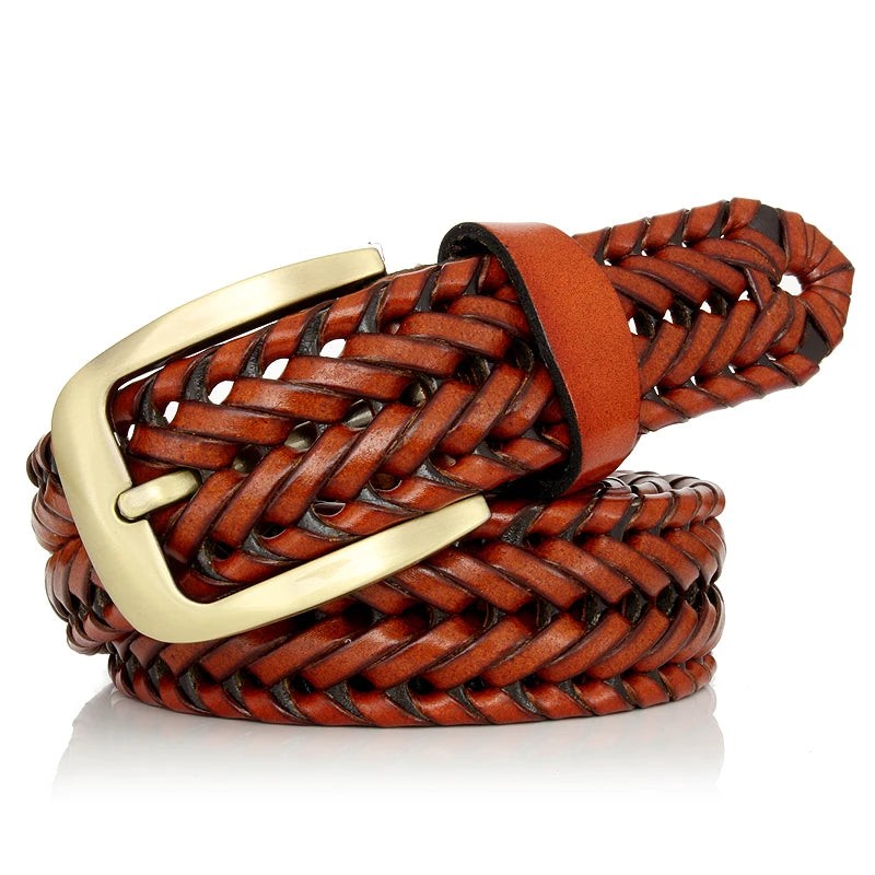 New Braided Belt Man Fashion Mens Belts Luxury Genuine Leather Good Cow Second Layer Skin Straps Men for Jeans Girdle Male