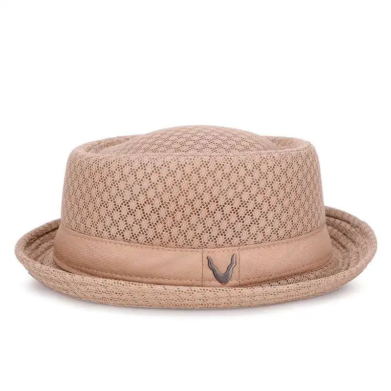England Jazz Hat Breathable Mesh Flat Hat  Visor Straw Hat Beach Hat Retro Cap Foldable Cap Sun Hat Casual Panama Hat