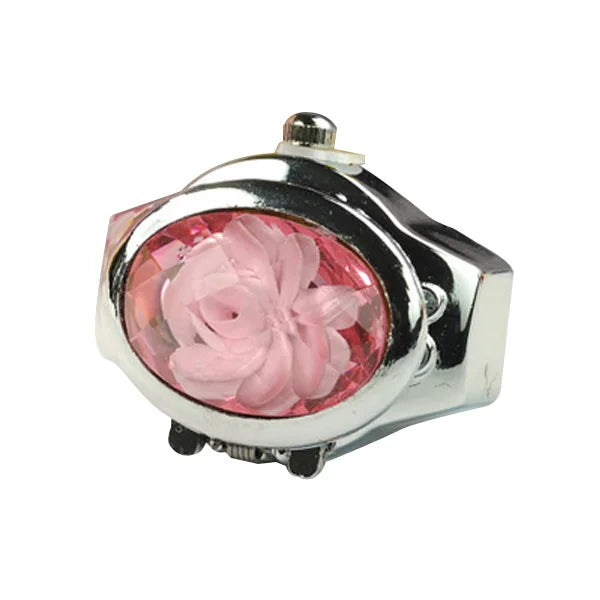 Fashion Women Ring Watch Elliptical Stereo Flower Ladies Clamshell Watches Adjustable Rings Quartz Watches Gifts for Women Ring