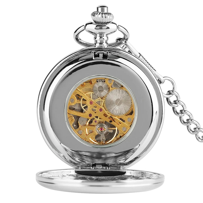 Simple Design Double Full Hunter Mechanical Pocket Watch for Women Men Steampunk Chain Watches Gift Clock Top Brand Luxury Reloj