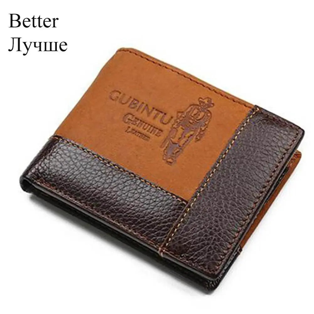 GUBINTU Genuine Leather Men Wallets Coin Pocket Zipper Real Men's Leather Wallet With Coin Male Purse Eagle Cartera