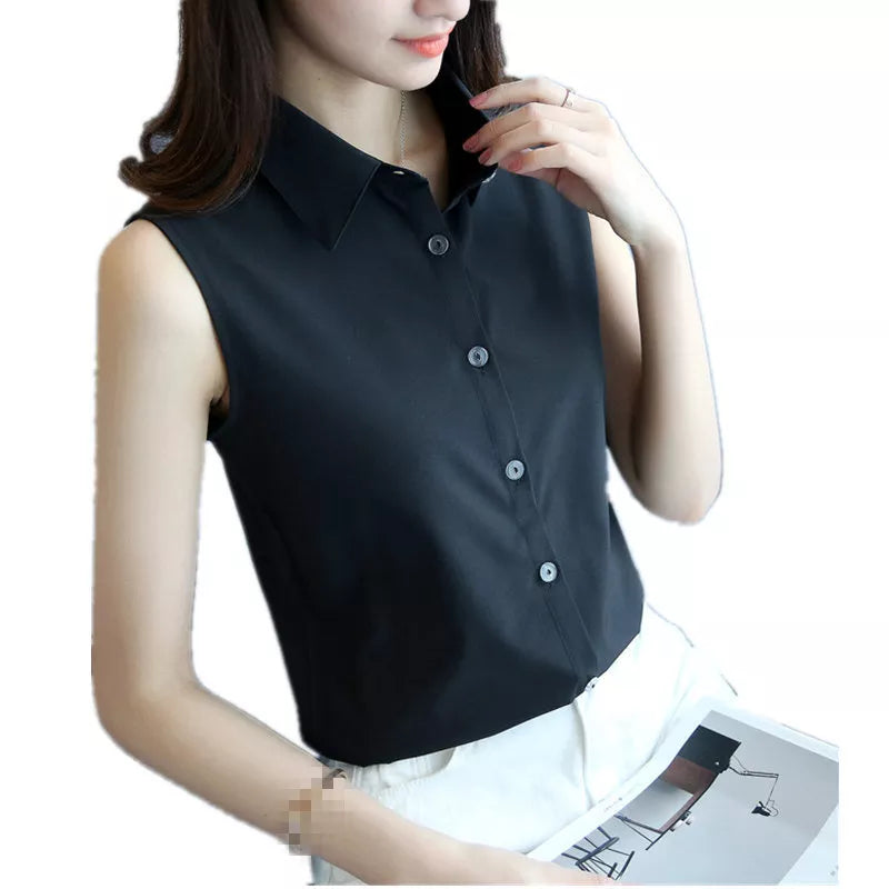 Chemisier femme mode sexy à col rabattu sans manches, grande taille 4XL, haut élégant décontracté de marque, couleur unie MZ1504