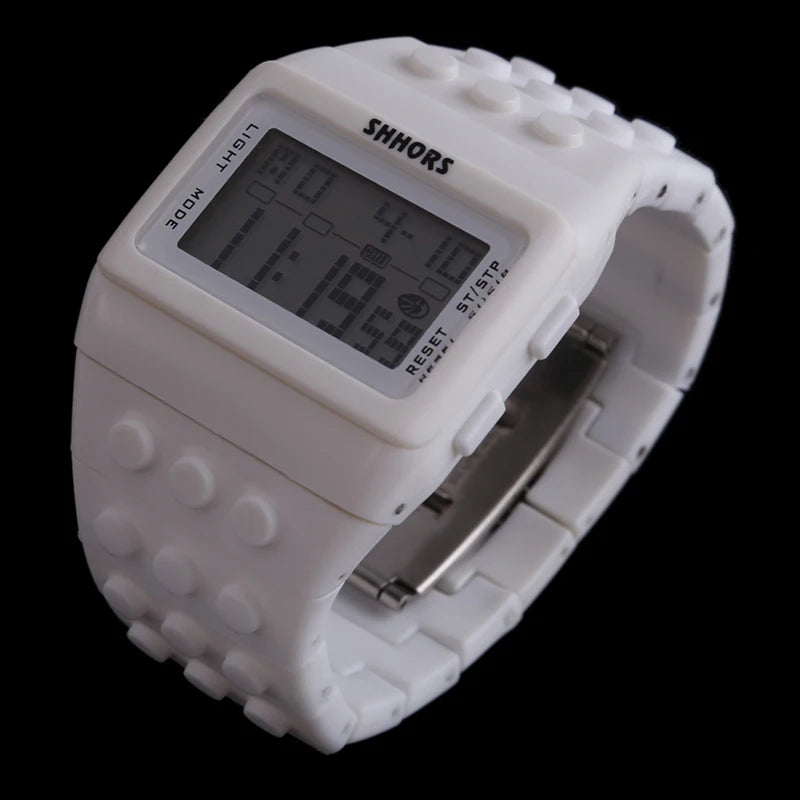 Relojes digitales LED modernos para niños, bloques de construcción coloridos, estilo unisex, deportivos, reloj de pulsera para hombre y mujer, regalo para niños