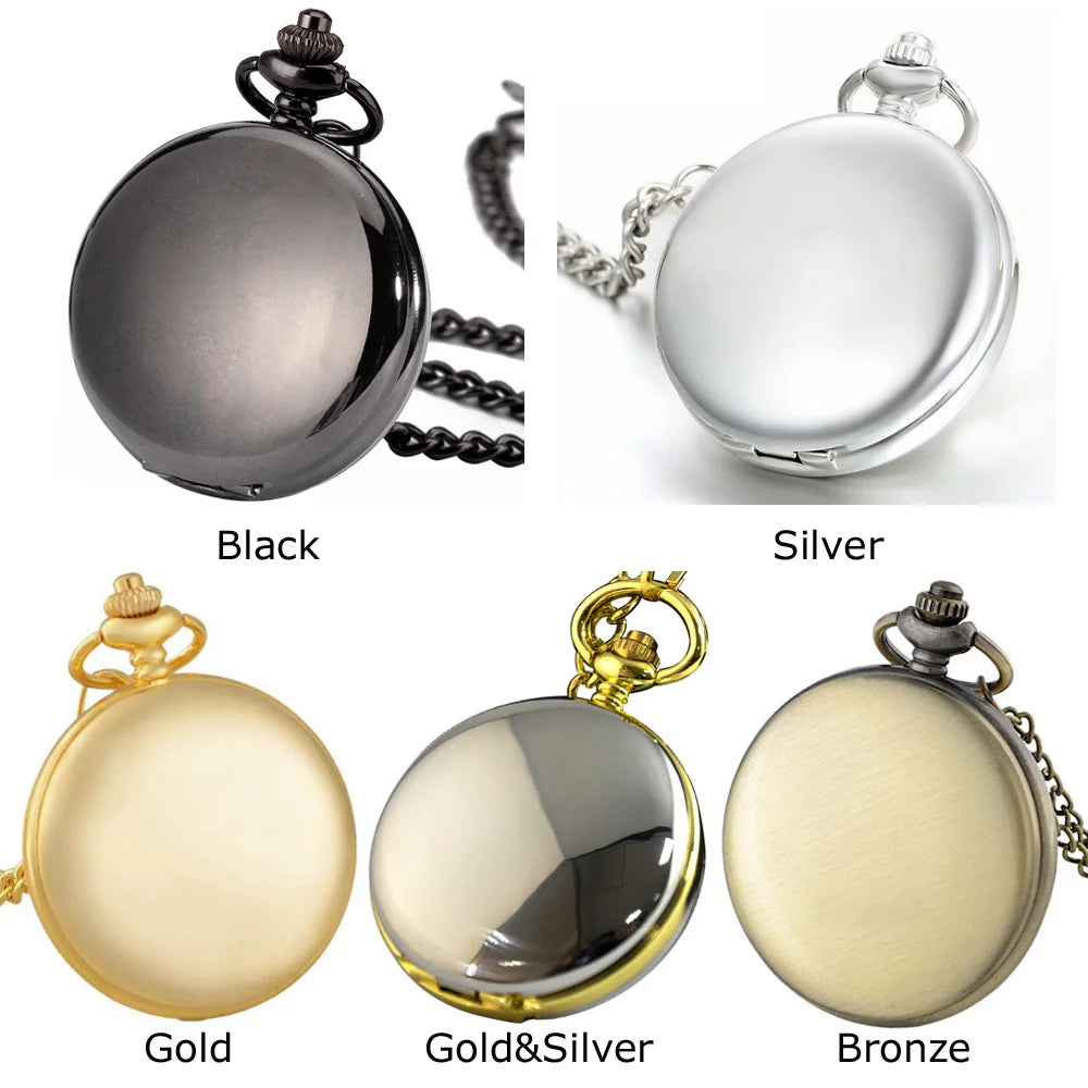 Black Alloy Vintage Anti Pocket Watch Steampunk Double Hunter Mechanical Skeleton Pocket Watch Chain Anniversary Gift