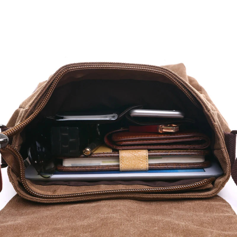 Scione Men Business Messenger Bags for Men Shoulder Bag Canvas Crossbody Pack Retro Casual Office Travel Bag Vintage Retro Bags