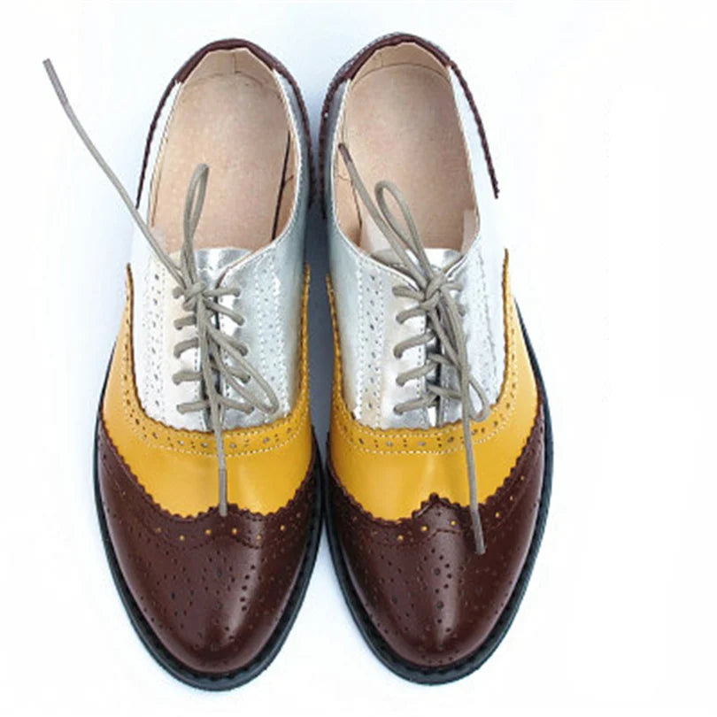Women's Genuine Natural Leather Oxfords Brogues Elegant Designer Shoes Woman Luxury Comfortable Casual Footwear Loafers
