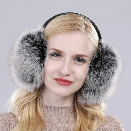 Real Fox Raccoon Fur Hang Ear Cover Warm Winter Earmuffs Headwear Ear Muffs Earmuffs Cold Ear Warmer Ear Protection Headband