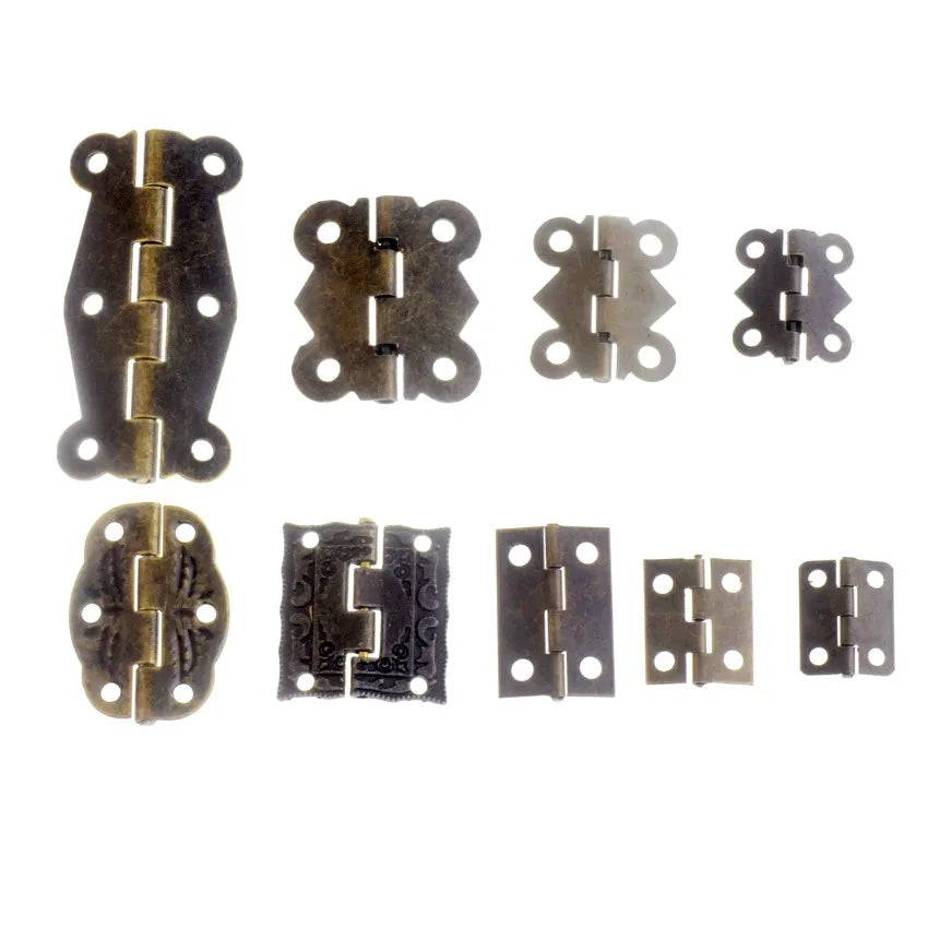 10Set Gold/Silver/Bronze Door Hinges Cabinet Drawer Jewellery Box Decorate Hinge for Furniture Hardware