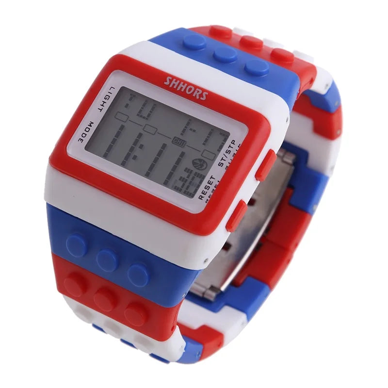 Reloj digital LED unisex, reloj tipo bloque de construcción para armar, reloj deportivo para niños, regalo de Navidad y Año Nuevo