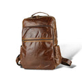 Genuine Leather Waterproof Men's Laptop Backpack Brown Travel Bag