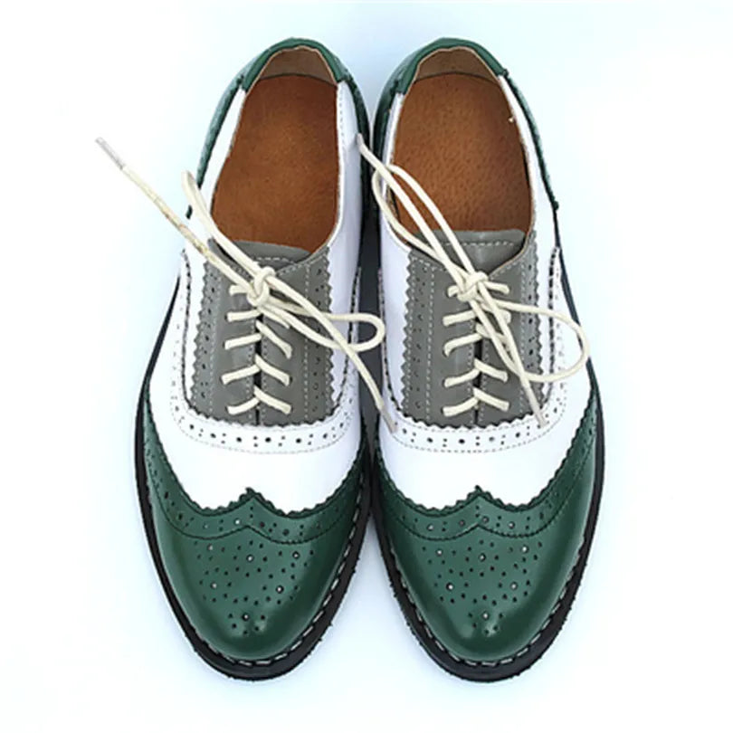 Women's Genuine Natural Leather Oxfords Brogues Elegant Designer Shoes Woman Luxury Comfortable Casual Footwear Loafers