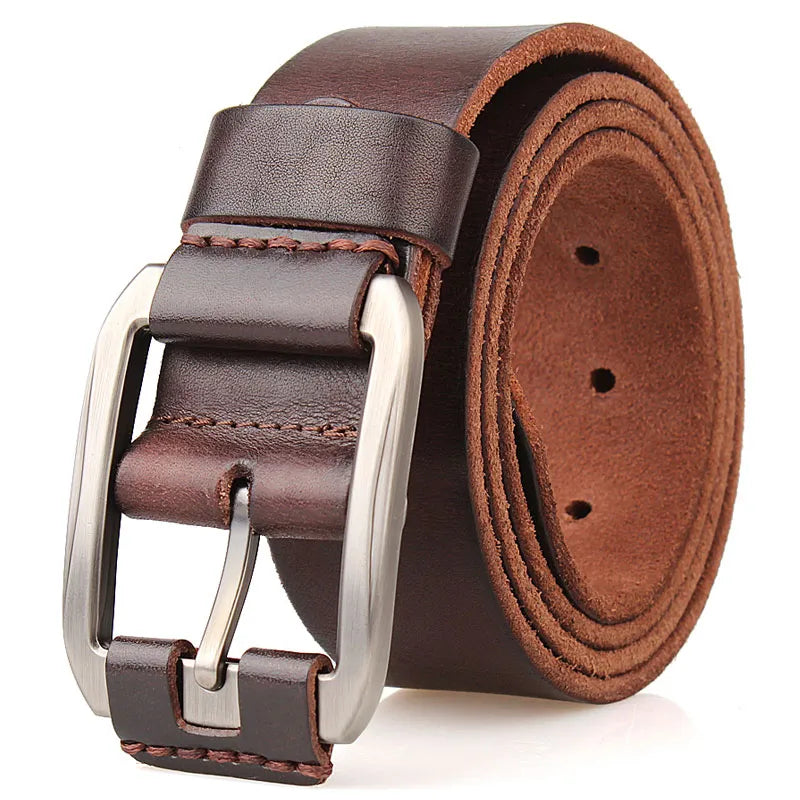 Designer Belt Men Luxury 100% Real Full Grain Thick Cowhide Genuine Leather Vintage 3.8cm Sport Masculine Big Size Soft Belt 150