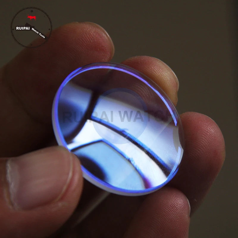 Cristal de reloj mineral con revestimiento de luz azul, 2.0 mm de grosor, doble cúpula cóncava, repuesto para piezas de reloj