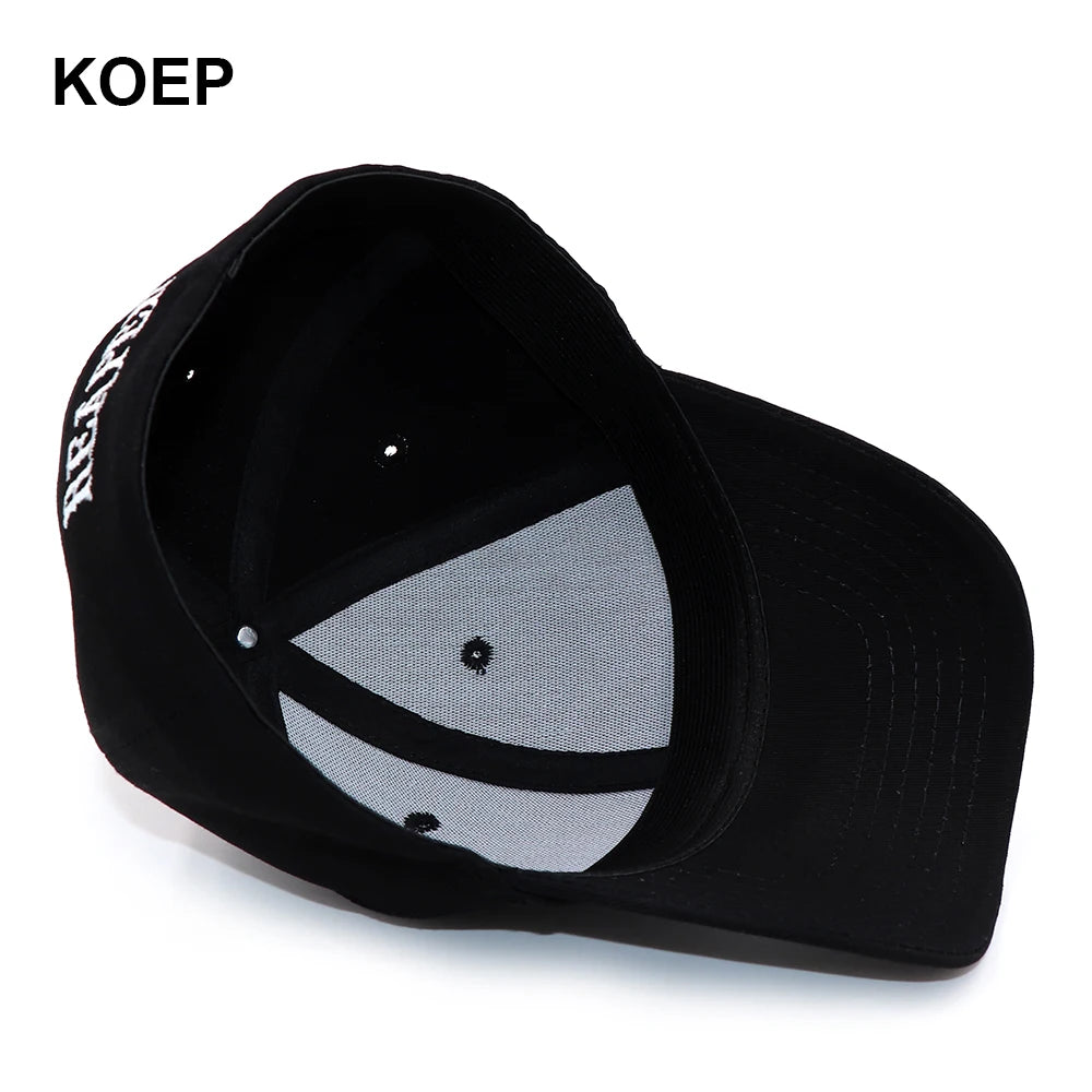 KOEP SOA Black Hats Sons of Anarchy for Reaper Crew Fitted Baseball Cap Women Letters Embroidered Hip Hop Hat for Men