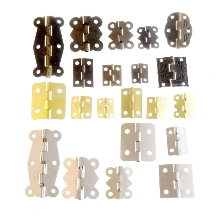 10Set Gold/Silver/Bronze Door Hinges Cabinet Drawer Jewellery Box Decorate Hinge for Furniture Hardware