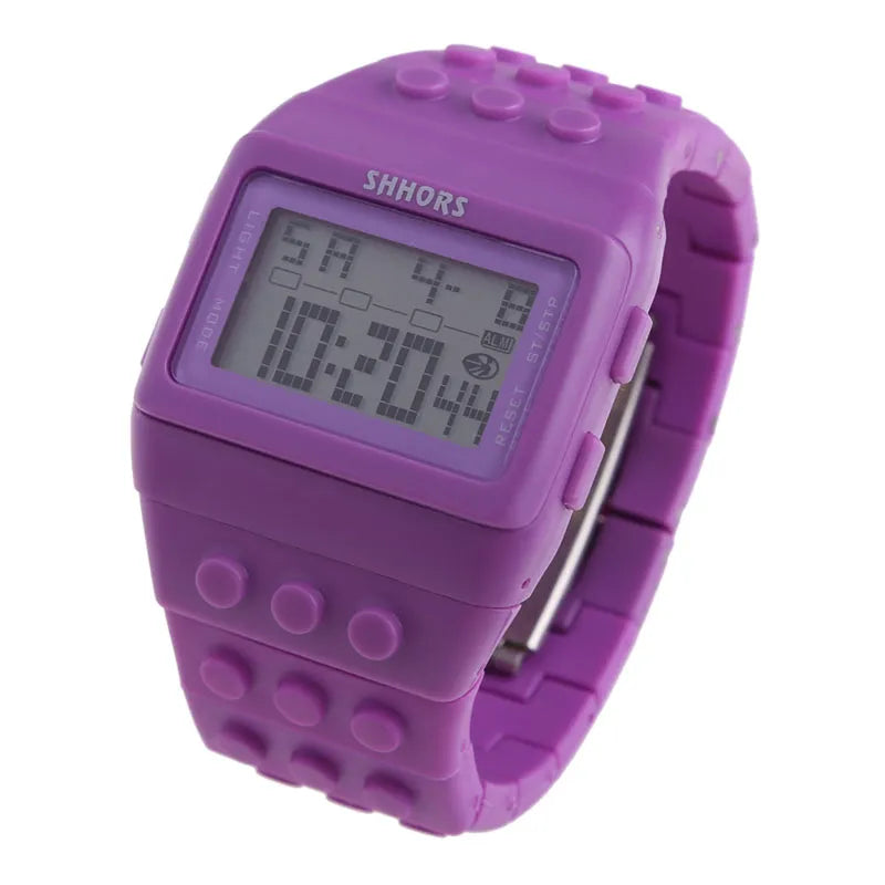 Relojes digitales LED modernos para niños, bloques de construcción coloridos, estilo unisex, deportivos, reloj de pulsera para hombre y mujer, regalo para niños