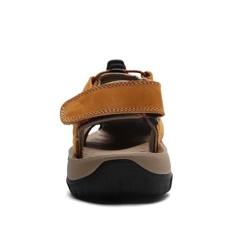 Vancat 2019 New Big Size Genuine Leather Cowhide Men Sandals Summer Quality Beach Slippers Casual Sneakers Outdoor Beach Shoes