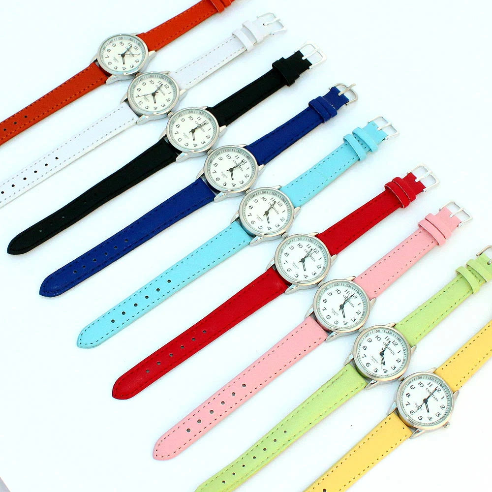 Reloj infantil Chaoyada para niña con correa de piel, reloj de cuarzo para estudiantes, ideal para aprender la hora, regalo casual de moda para niños.