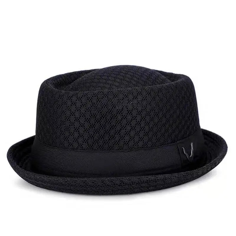 England Jazz Hat Breathable Mesh Flat Hat  Visor Straw Hat Beach Hat Retro Cap Foldable Cap Sun Hat Casual Panama Hat