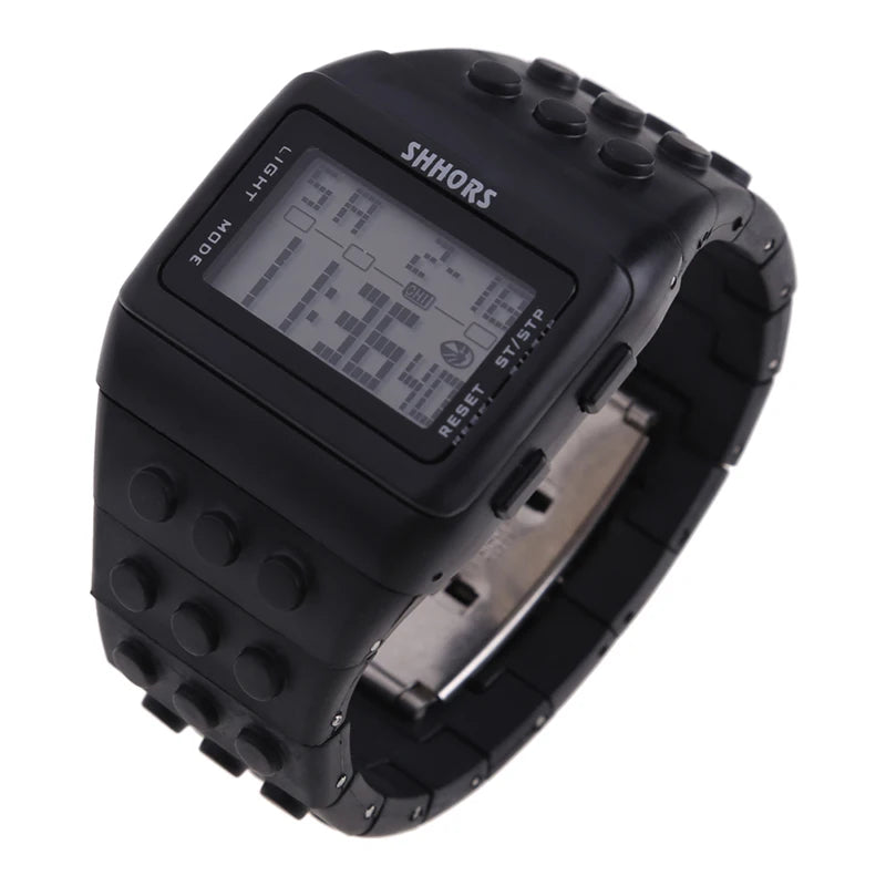 Relojes digitales LED modernos para niños, bloques de construcción coloridos, estilo unisex, deportivos, reloj de pulsera para hombre y mujer, regalo para niños