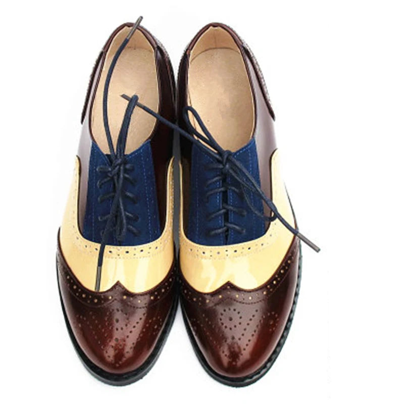 Women's Genuine Natural Leather Oxfords Brogues Elegant Designer Shoes Woman Luxury Comfortable Casual Footwear Loafers