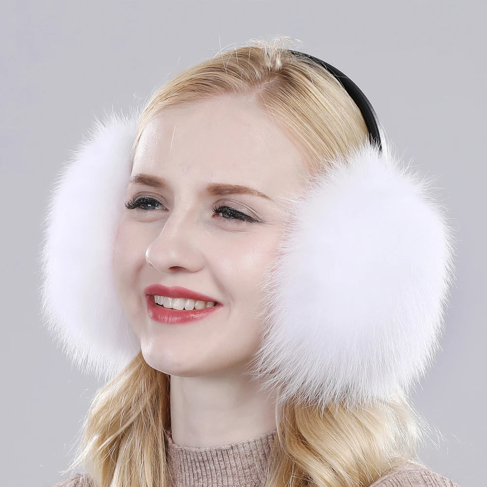 Real Fox Raccoon Fur Hang Ear Cover Warm Winter Earmuffs Headwear Ear Muffs Earmuffs Cold Ear Warmer Ear Protection Headband