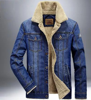 M-6xl Men Jacket and Coats Brand Clothing Denim Chaqueta Fashion Mens Jeans Jacket Thick Warm Winter Outwear Male Cowboy YF055