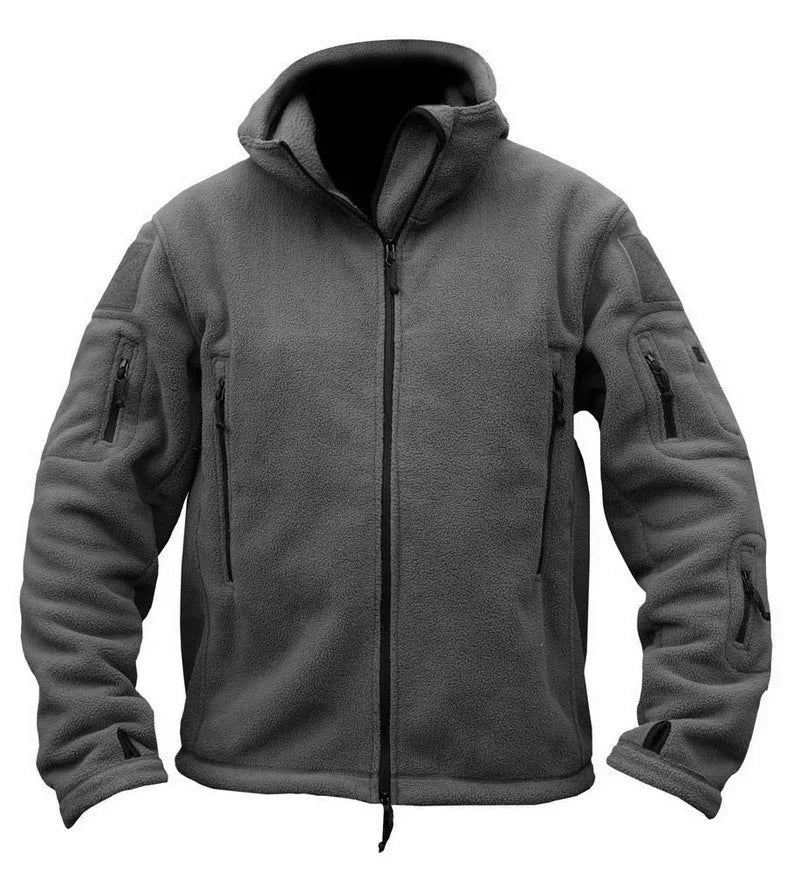 TACVASEN Winter Hooded Fleece Jackets Mens Zipper Pockets Camping Work Jacket Thermal Autumn Outerwear Outdoor Hiking Warm Coat