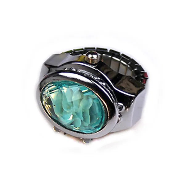 Fashion Women Ring Watch Elliptical Stereo Flower Ladies Clamshell Watches Adjustable Rings Quartz Watches Gifts for Women Ring