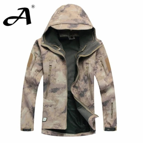 Chaqueta tipo soft shell de piel de tiburón para hombre, otoño-invierno; ropa militar impermeable, chaqueta de camuflaje.