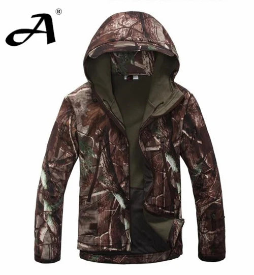 Chaqueta tipo soft shell de piel de tiburón para hombre, otoño-invierno; ropa militar impermeable, chaqueta de camuflaje.