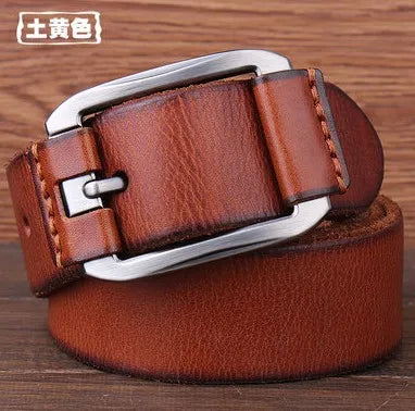 Designer Belt Men Luxury 100% Real Full Grain Thick Cowhide Genuine Leather Vintage 3.8cm Sport Masculine Big Size Soft Belt 150