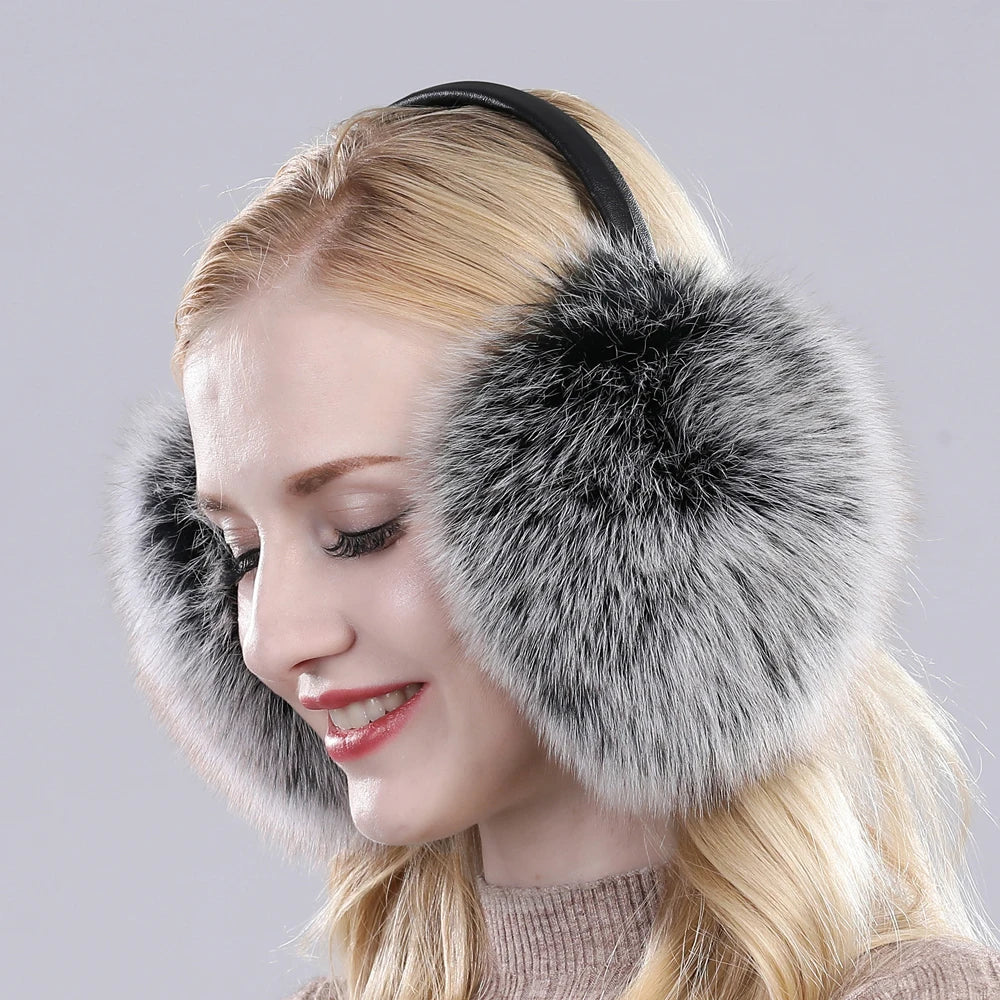 Real Fox Raccoon Fur Hang Ear Cover Warm Winter Earmuffs Headwear Ear Muffs Earmuffs Cold Ear Warmer Ear Protection Headband