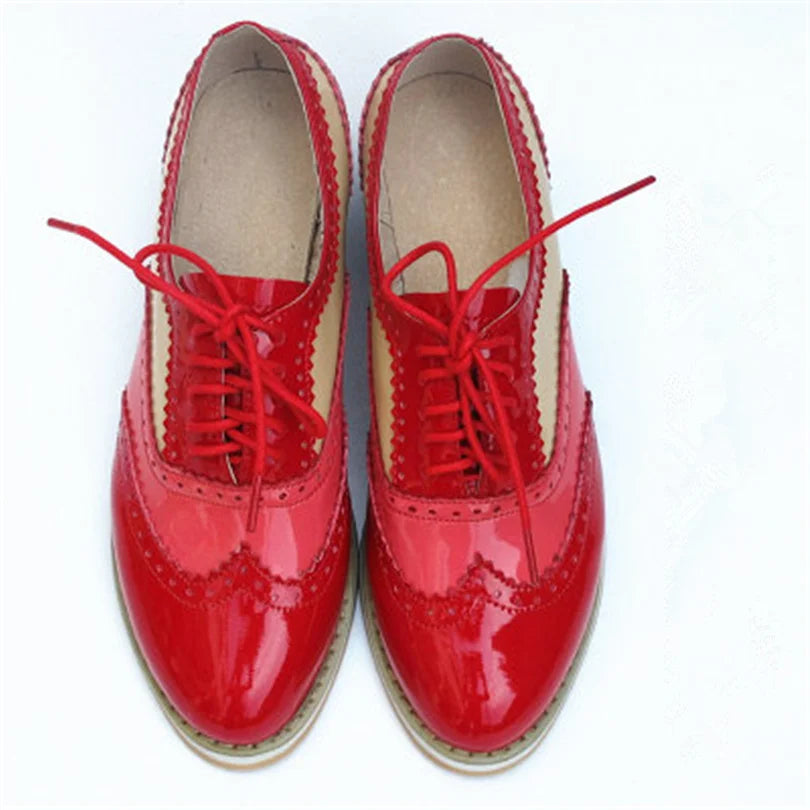 Women's Genuine Natural Leather Oxfords Brogues Elegant Designer Shoes Woman Luxury Comfortable Casual Footwear Loafers