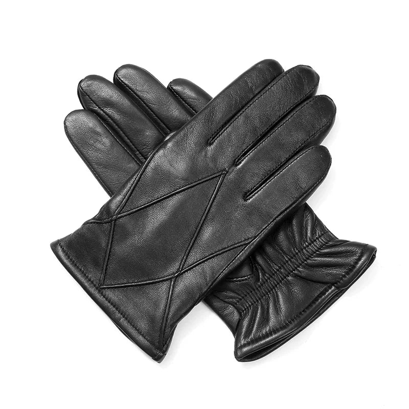 Guantes de piel auténtica para niños BOOUNI, cinco dedos, cálidos para otoño e invierno, forrados de terciopelo, guantes de piel de oveja para niños NM964
