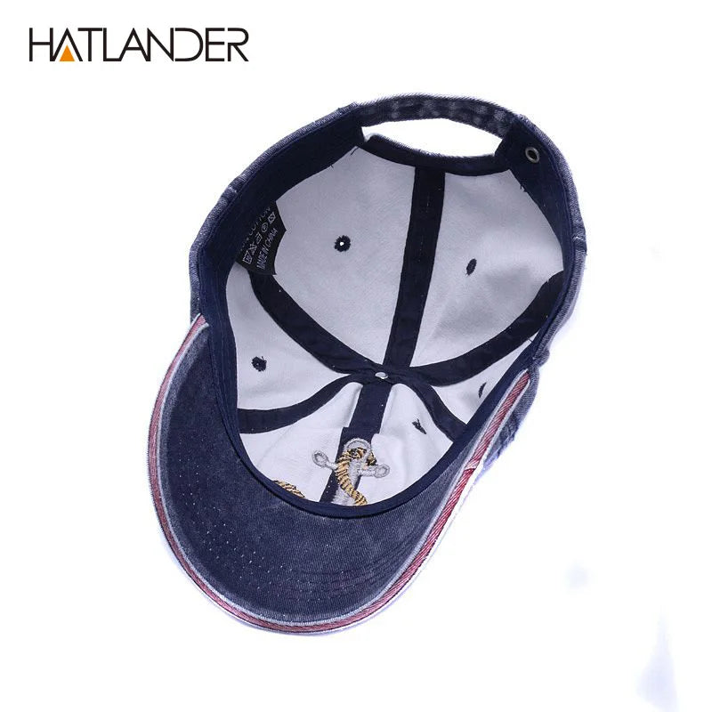 [HATLANDER]Brand Washed Soft Cotton Baseball Cap Hat for Women Men Vintage Dad Hat 3d Embroidery Casual Outdoor Sports Cap