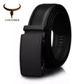 COWATHER Men's Belt Automatic Ratchet Buckle With Cow Genuine Leather Belts for Men Luxury Brand Male Strap 110-130cm Length
