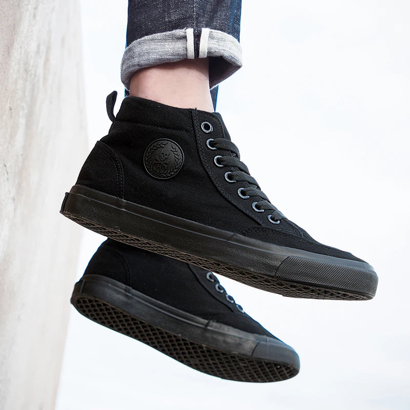 Skor Herr Vår Höst Snörning Hög modell Vulkaniserade skor för herrar Mode Lågskor Ungdom Herr Canvasskor Sneakers