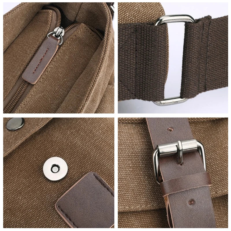 Scione Men Business Messenger Bags for Men Shoulder Bag Canvas Crossbody Pack Retro Casual Office Travel Bag Vintage Retro Bags