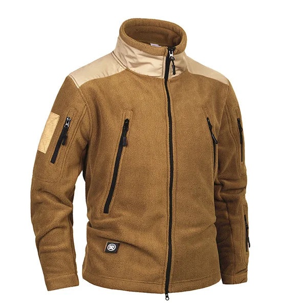 Mege Brand Clothing Coat Men Thicken Warm Military Army Fleece Jacket Patchwork Multi Pockets Polartec Men's Jacket and Coats