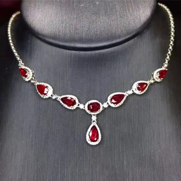 Collar de oro con dije de rubí natural de 3.5 quilates sin calentar, joyería de lujo para mujer, boda