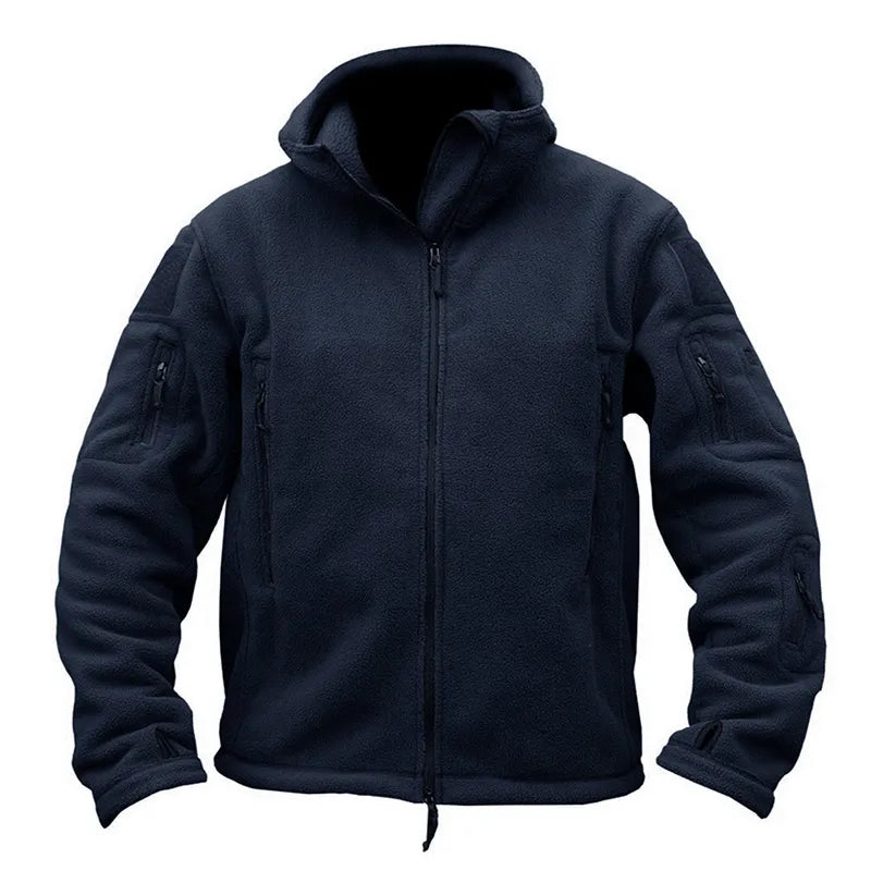TACVASEN Winter Hooded Fleece Jackets Mens Zipper Pockets Camping Work Jacket Thermal Autumn Outerwear Outdoor Hiking Warm Coat