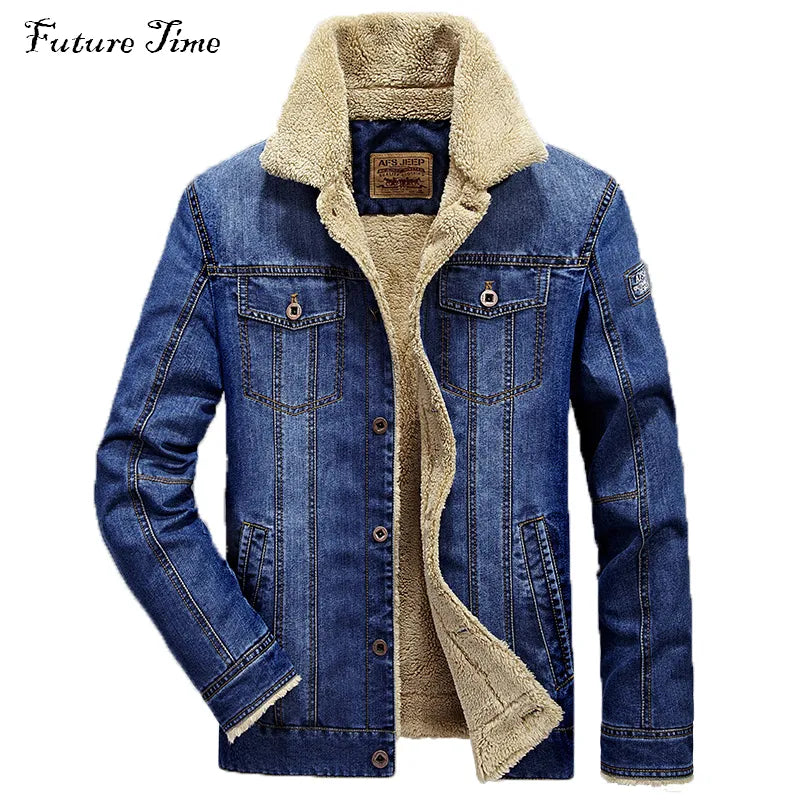 M-6xl Men Jacket and Coats Brand Clothing Denim Chaqueta Fashion Mens Jeans Jacket Thick Warm Winter Outwear Male Cowboy YF055