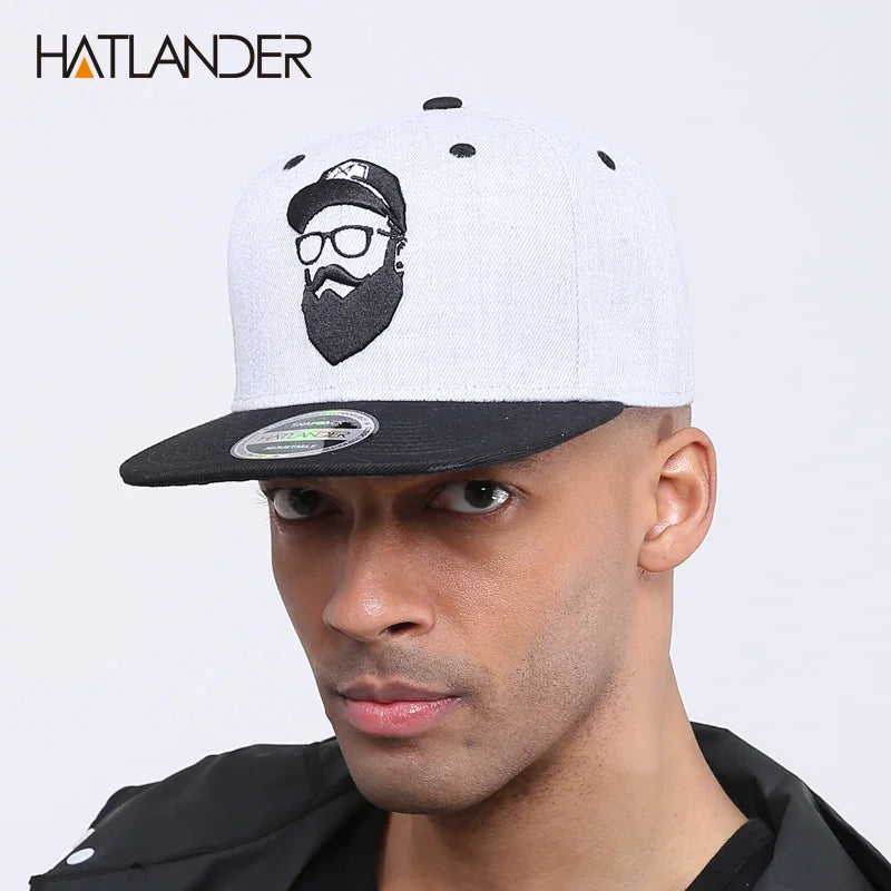 [HATLANDER]Original Grey Cool Hip Hop Cap Men Women Hats Vintage Embroidery Character Baseball Caps Gorras Planas Bone Snapback