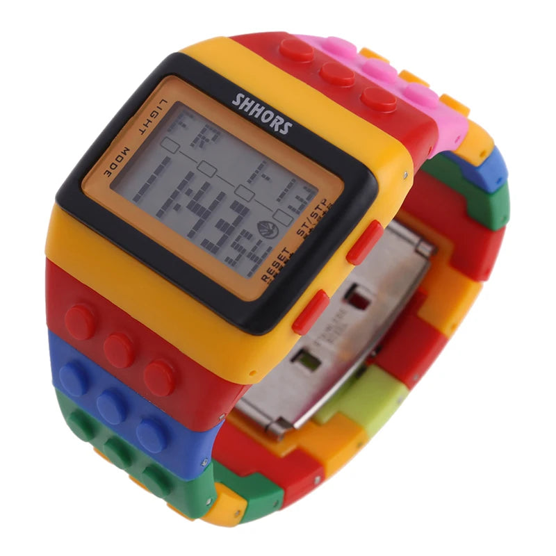 Reloj digital LED unisex, reloj tipo bloque de construcción para armar, reloj deportivo para niños, regalo de Navidad y Año Nuevo
